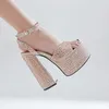 Dress Shoes Sandals MStacchi Crystal Platform Sandals High Heels Wedding Shoes Summer Peep Toe Women Sandals Sexy Party Thick Bottom Chunky Sandals 220117