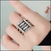 Bandringe Vintage Big Sier Mtilayer Fisch für Frauen Statement Schmuck Ehering Retro Wasser Welligkeit Einstellbar Drop Lieferung Dhl3J