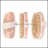 Bath Brushes Sponges Scrubbers Brush Dry Skin Body Soft Natural Bristle Spa The Wooden Baths Shower Brushs Without Handle 1832 V2 Dhhkq