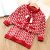 Bambini Ragazze Carino Maglione Set Primavera Moda Fiocco Cardigan Maglione con Gonna Set di due pezzi Autunno Neonata Toddler Festa di compleanno Vestiti