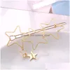 H￥rklipp Barrettes Fashion Jewelry Copper Hollow Out Stars Hearts Barrette Hairpin Clip Simple Pin Lady Leverans H￥rh￥r Dh5T6