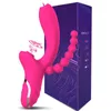 Massaggiatore per giocattoli sessuali 3 in 1 Femmina G Spot Lingua Leccata di clitoride Stimolatore del vuoto Ventosa anale Dido Giocattolo vibratore