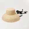 Chapeaux à large bord Chapeau de paille fait à la main Parent Enfant Rétro Plat Top Fold Down Garçons Filles Voyage Vacances Sun Cap