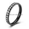Trouwringen vinger dames sieraden titanium staal minimalistische briljante kubieke zirkoon hoogwaardige eeuwigheidsvoorstel ring druppel leveren dhz2o