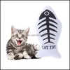 Cat Toys Pet Toy Canvas Fish Soft Plush Creative Catnip Stuffed Pillow Doll Simation Playing Slee Mat Mint Drop Delivery Home Garden Dhuyq