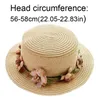 Breite Krempe Hüte Eltern-Kind Sommer Damen Sonnenhut Bucket Cap Beige Spitze Schleife Blumen Band Flache Oberseite Stroh Strandkappen PanamaWide