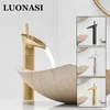 Banyo lavabo muslukları şelale havzası musluk siyah pirinç banyo soğuk su karışıcı vanity musluk güverte monte washbasin tap1