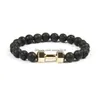 Bracelets De Charme Hommes Cadeau En Gros Arrivée Alliage Métal Lava Rock Pierre Perles Fitness Mode Haltère Avec Des Mots Drop Delivery Jewel Dh5O2