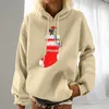 Women's Hoodies & Sweatshirts Winter Fashion Leisure Christmas Party Printed Long Sleeve Hooded Pullover Top Oversized Streetwear Velvet Har