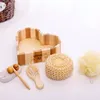 6 st-reklamträ hjärtformad presentförpackning Badtillbehör Sisal Sponge/ Comb Wood/ Massage Brush/ Spa/ Bath Gift I0117
