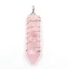 Colares pendentes Fyjs exclusiva forma de arame de arame de prata com pequeno cascalho lazúli lazuli rosa rosa jóias de quartzo rosa