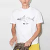 T-t-t-t-shirt Designer Summer Tissu de coton biologique Nouveau t-shirt en trois dimensions Lettre de requin broderie Loose Streetwear Gym Sleeves pour hommes et femmes
