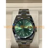 Reloj clásico para hombre 41 mm Esfera verde Bisel liso Mecánico automático para mujer Correa de ostra de acero inoxidable Reloj de pulsera deportivo luminoso de moda