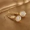 Backs Earrings SA SILVERAGE S925 Pure Silver Hetian Jade Female Style Retro Blue Auspicious Cloud Classic Temperament Ear