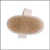 Bath Brushes Sponges Scrubbers Brush Dry Skin Body Soft Natural Bristle Spa The Wooden Baths Shower Brushs Without Handle 1832 V2 Dhhkq