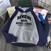 Mens Hoodies Sweatshirts Brand 1983 Middle School Print Hoody Men Raglan Sleeve Sweatshirt Fashion Warm Hooded Winter Fleece Casual Streetwear 230114