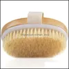 Bath Brushes Sponges Scrubbers Brush Dry Skin Body Soft Natural Bristle Spa The Wooden Baths Shower Brushs Without Handle 1832 V2 Dhhkq