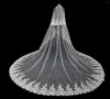 Bridal Veils NZUK Wedding Veil Lace Applique Edge With Pearl Flower Cathedral One Layer 4m Length Ivory