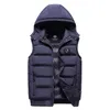 Gilets pour hommes Mcikkny Hommes Hiver Down Gilet à capuche Gilets thermiques pour hommes Vestes sans manches Chapeau détachable Plus Taille L-3XL