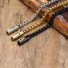 Bracelets de link Caixa redonda de corrente para homens aço inoxidável empilhamento de camadas de brasilets de 6 mm de pulseira arredondada de 6 mm