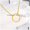 Pendant Necklaces Dainty Small Eternity Karma Necklace Friendship Gift Simple Round Circle Charm Choker Graduation Jewelry Women Dro Dhy1R