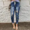 Women's Jeans Women'S Leopard Print Holes In The Elastic Waist Denim Pants 311 Gear On For Women Tall