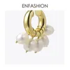 Hoopörhängen Huggie Enfashion Natural Pearl for Women Gold Color Cute Small Circle Hoops Earings Fashion Jewelry Oorbellen E191117
