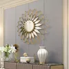 Wall Stickers Modern Wrought Iron Sun Shape Decorative Mirror Hangings Crafts Home Livingroom Mural Decoration Corridor Ornament Art