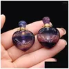 Pendant Necklaces Natural Stone Gem Per Essential Oil Bottle Heart Fluorite Handmade Crafts Diy Necklace Jewelry Accessories Gift Dr Dht6H