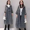 Women's Wool 2023 Autumn Winter Jacket Loose Thick Windbreaker Women Cardigan Cloak Coat Ladies Hooded Outwear 3/4 Sleeve Overcoat