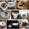Kattbäddar möbler hoopet säng hus husdjur hund för bänk katter bomulls husdjur produkter valp mjuk bekväm vinter t200101 droppe leverera dh08o