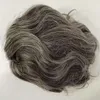 Peça de cabelo humano virgem brasileira 1b/cinza Toupee mono para homens