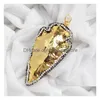 Pendanthalsband Borosa 5st/Lot Druzy Large FL Gold Color Natural ädelstenar Arrowhead Bead Paled Zircons Jab254 Drusy Jewel Drop Deli Dh9cx