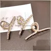 Fermagli per capelli Barrettes Gioielli di moda Forcina in metallo per le donne Perla finta Clip con strass Semplice Pin di squalo Lady Girl Testa posteriore Barre Dhdev