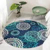 Carpets Trippy Pink Mandala Turquoise Floral Green Navy Round Flannel Floor Rugs Boho For Bedroom Living RoomCarpetsCarpets