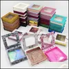 Storage Boxes Bins Shining Dust Empty Case Cosmetic Containers Bright Coloured Eyelash Packing Paper Box Line Plastic Mat Printing Dhqod