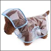Hundebekleidung Wasserdichter Regenmantel Kapuze Transparente Haustier-Welpen-Regenmantel-Umhang-Kostüme Kleidung Katze Hundebedarf Drop-Lieferung Home Gard Dh6Ci