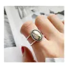 Band Rings Vintage Oval Matte Mirror Openwork Ring For Women Korean Personality Real 925 Sterling Sier Adjustable Gift Ymr851 Drop D Otmud