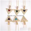 Anhänger Halsketten 5 stücke Luxus Dreieck Form Zirkon Halskette Für Frauen Mode Gold Farbe Geometrische Drop Lieferung Schmuck Anhänger Dhg9R