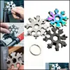 Skruvmejslar Portable 18 i 1 Mtifunktion Mini Tool Snowflake Pocket Keyring Key Ring Spann Hex Wrench Camp Survive Screwnriver OU DHH6E