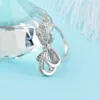 Bröllopsringar Sinleery Unique Romantic Big Bow Knot Micro Paled Crystal Silver Color Women Party Jewets Gifts JZ040 SSB