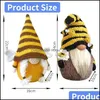 Kerstdecoraties Bumble Bee Summer Gnome Gonks Plush Doll Decoration Bumblebee Sunflower Gnomes Zweedse Home Farmhouse Kitchen DHQSL