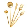 Gold Flatware Wedding Coderware Gold Cutary Knife Fork Fork Spoon rostfritt stål Tabeller Silver SS0117