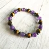 Strand Natural Purple Quartz Bracelet Tiger Eye Mala Beads Bracelets Yoga Hematite Gift For Girlfriend/BoyFrien