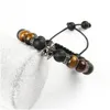 Bracelets de charme Ne se fanent pas Bracelet En gros 10pcs / lot Casque en acier inoxydable tressé avec des perles de pierre d'agate noire mate naturelle de 10 mm Dhvkk