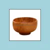 Bowls Natural Round Wooden Bowl Soup Salad Noodle Rice Fruit Proof Handicraft Holder Kitchen Handmade Wood For Kids Drop Delivery Ho Dhhaf