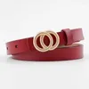 Belts Woman Belt Genuine Leather Pu Mixed High Quality Fashion Designer Outdoor Strap Two Circle Metal Buckle Ladies Items