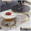 Meubles de salon Fabrication d'usine nordique léger en marbre de luxe Créatif Table basse de base en acier inoxydable