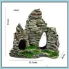 Garden Decorations 1Pcs Emation Rockery Mountain View Rock Cave Stone Tree House Resin Crafts Fish Tank Landscap Ornaments Aquarium Otrbg