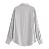 Women's Blouses Women's Summer Fashion Casual Single Breasted Lapel Long Sleeve Rollable Loose Shirt